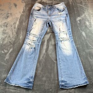 Flamingals Women's Jeans Flare Distressed Size M Mid Rise